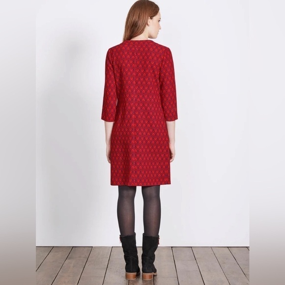 Boden Easy Notch Neck Mini Shift Dress in Red size 8 - Picture 4 of 14